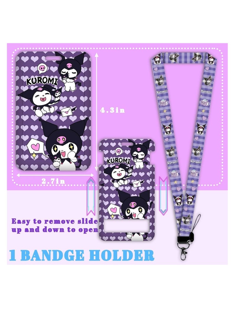 Coolchic School Supplies Set,Cute Stationery Gift Set,Kawaii Back to School Stationary Including A5 Notebook Pencil Case,Pens,Stickers,ID Badge holder,Ruler Eraser Kids Birthday Gifts (Kuromi) - Image 5